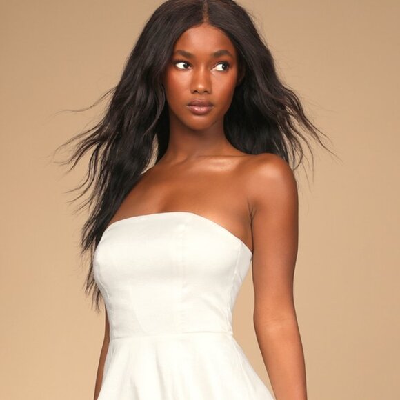 Lulus Dresses & Skirts - Lulus Own The Spotlight White Strapless Bubble-hem Mini Dress - Size XS